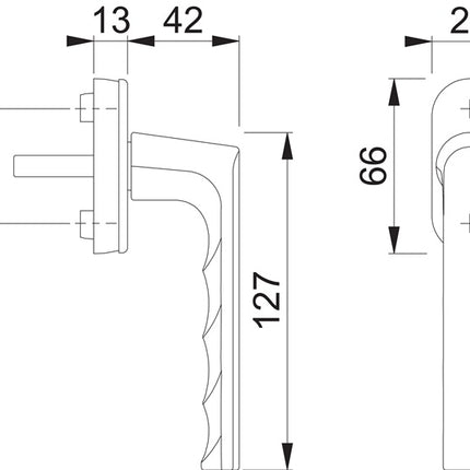 Maniglia HOPPE per finestra Hamburg 0700L/U26 Alluminio F1 Alluminio argentato ( 3000203151 )
