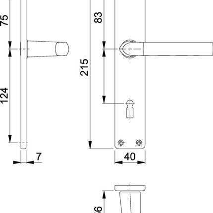 HOPPE Langschildgarnitur Birmingham 1117/202SP Aluminium F1 ( 3000252985 )