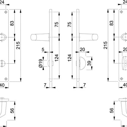 HOPPE Langschildgarnitur Birmingham 1117/202SP Aluminium F2 ( 3000252990 )