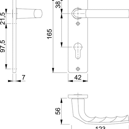HOPPE Garniture de plaque courte Birmingham 1117/202KP aluminium F1 ( 3000252945 )