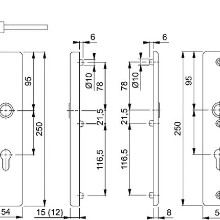 HOPPE Mobili di sicurezza Birmingham 1117/2221A/2440 Alluminio F1 ( 3000250680 )