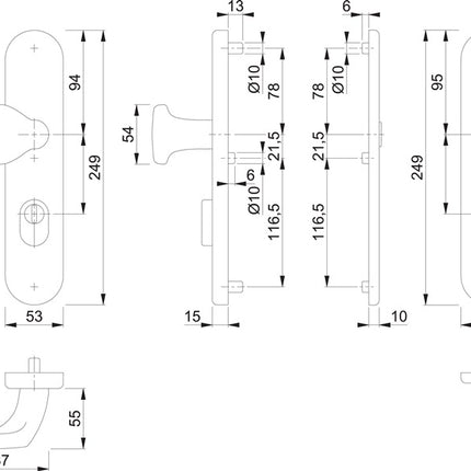 HOPPE Schutzgarnitur E86G/3332ZA/3310 Edelstahl F69 ( 3000209780 )