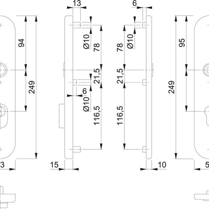 HOPPE coppia di piastre lunghe E3332ZA/3310 opaco F69 ( 3000209805 )