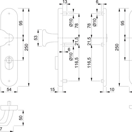 HOPPE Garniture de protection 86G/3332ZA/3310 aluminium F1 ( 3000209785 )