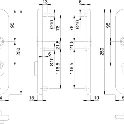 HOPPE coppia di piastre lunghe E3332ZA/3310 F1 / argento F1 ( 3000209807 )