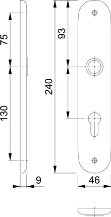 HOPPE coppia di piastre lunghe 273P F1 / color naturale F1 ( 3000252562 )