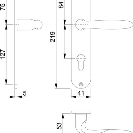 HOPPE Langschildgarnitur Verona M151/302 Messing F71 ( 3000252652 )