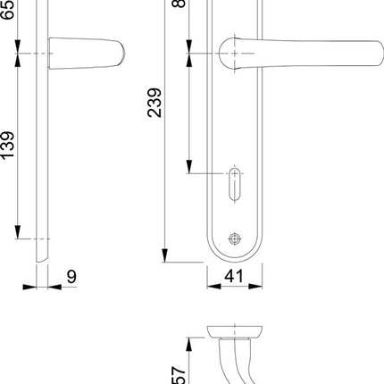 HOPPE Garniture à plaque longue Tôkyô M1710RH/265 Laiton F71 ( 3000252619 )