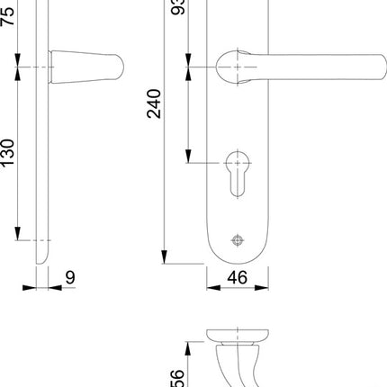 HOPPE Langschildgarnitur Tôkyô 1710/273P Aluminium F1 ( 3000252578 )