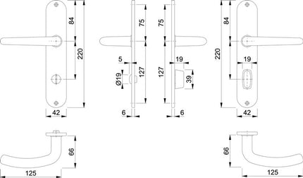 HOPPE set di rosette lunghe Denver E1310Z/302 acciaio inox F69 ( 3000252654 )