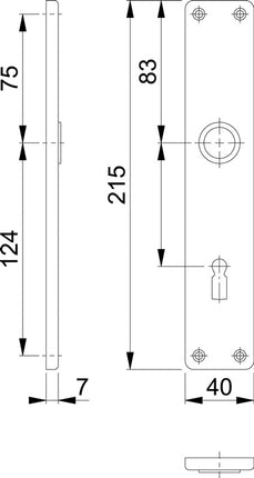HOPPE Paire de plaques longues 202SP F2 / couleur maillechort F2 ( 3000252125 )