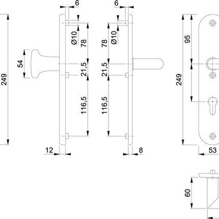 HOPPE Schutzgarnitur Utrecht E86G/3331A/3440/1444Z Edelstahl F69 ( 3000220008 )