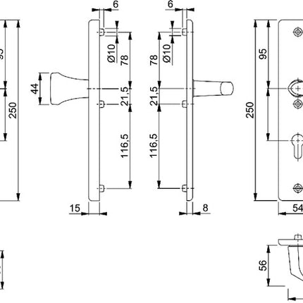 HOPPE Mobili di sicurezza Birmingham 78G/2222A/2440/1117 Alluminio F1 ( 3000220058 )