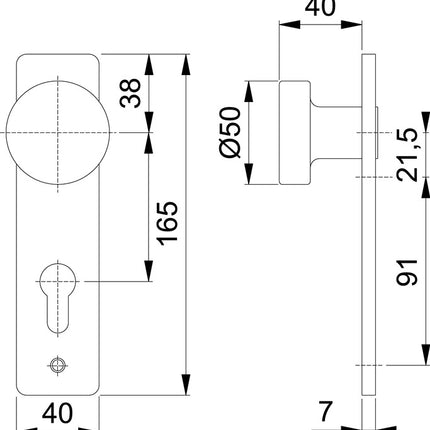 HOPPE plaque courte à boutons 58/202K aluminium F1 ( 3000252051 )