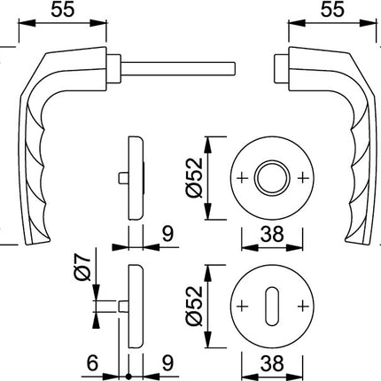 HOPPE Garniture à rosette Birmingham 1117/17KV/17KVS aluminium F1 ( 3000203402 )