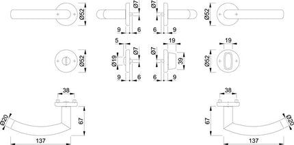 Garniture à rosette HOPPE Narvik E1430ZP/17KV/17KVS Acier inoxydable F69 ( 3000252277 )