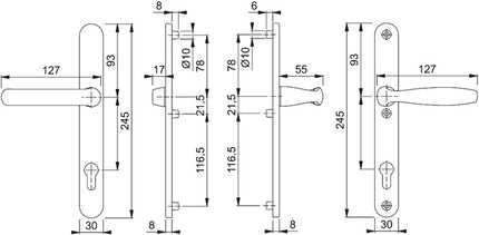 HOPPE profilo porta New York 099KH/3346/1810 Alluminio F1 ( 3000203644 )