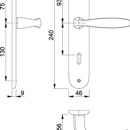HOPPE set di piastre lunghe New York 1810/273P Alluminio F1 ( 3000203550 )