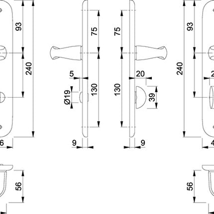 HOPPE Langschildgarnitur New York 1810/273P Aluminium F1 ( 3000203552 )