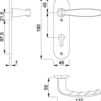 HOPPE set di rosette corte New York 1810/273KP Alluminio F1 ( 3000203555 )