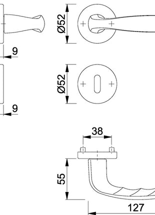 Juego de rosetas HOPPE New York 1810/42KV/42KVS aluminio F1 (3000203558)