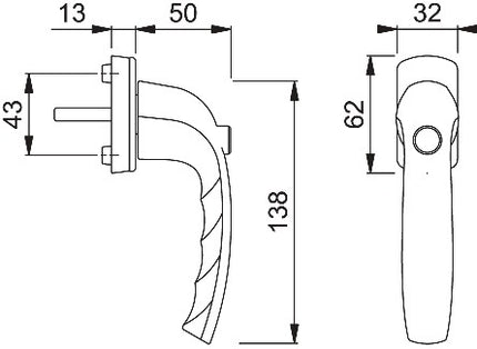 HOPPE Fenstergriff New York 0810SV/U10 Aluminium F9 / stahlfarbig ( 3000203687 )