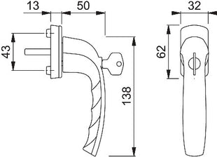 HOPPE window handle New York 0810S/U10 aluminium F1 / natural colour ( 3000203669 )