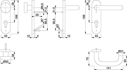 HOPPE Garniture coupe-feu Paris FS-58/353KH/138 aluminium F1 D/K ( 3000251138 )