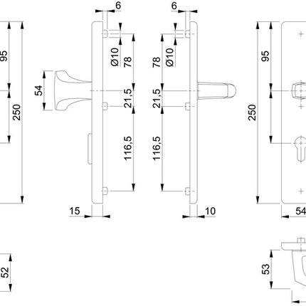 HOPPE Schutzgarnitur London 61G/2222ZA/2210/113 Aluminium F1 ( 3000209042 )