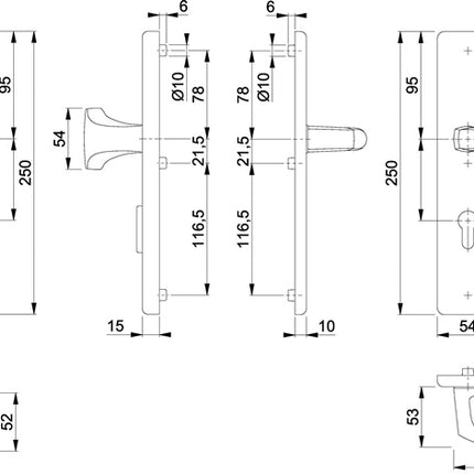HOPPE Mobili di sicurezza Londra 61G/2222ZA/2210/113 Alluminio F4 ( 3000209050 )