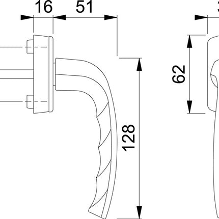 Poignée de fenêtre HOPPE New York 0810/US10 aluminium F9 / couleur acier ( 3000203781 )