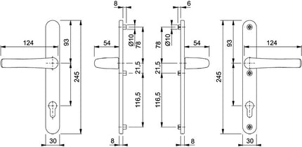 HOPPE Garniture de porte profilée Tôkyô 1710RH/3346 aluminium F1 ( 3000252774 )