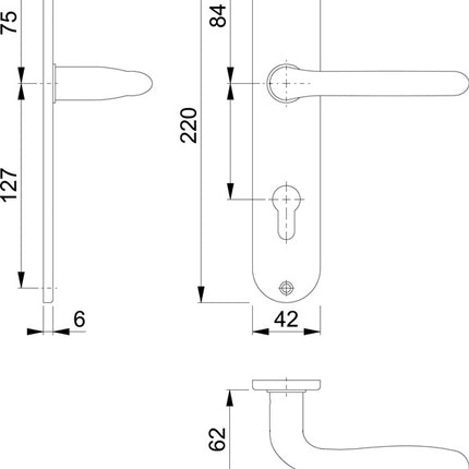 HOPPE Garniture à plaque longue Cardiff E1850Z/302 Acier inoxydable F69 ( 3000252429 )
