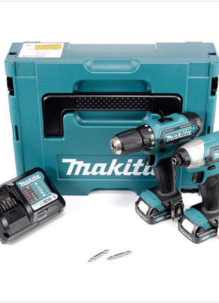 Makita CLX 201 AJ 10,8 Volt DF 331 Akku Bohrschrauber + TD 110 Schlagschrauber + 2 x BL 1020B 2 Ah Akkus + DC10WC Ladegerät im Makpac - Toolbrothers