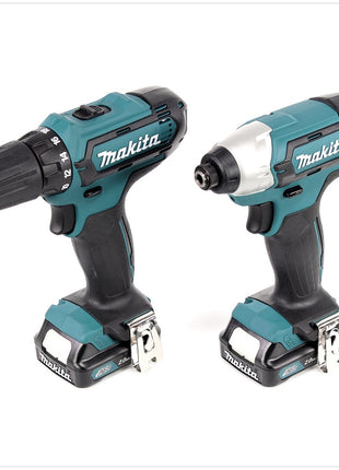 Makita CLX 201 AJ 10,8 Volt DF 331 Akku Bohrschrauber + TD 110 Schlagschrauber + 2 x BL 1020B 2 Ah Akkus + DC10WC Ladegerät im Makpac - Toolbrothers