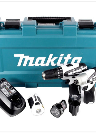 Makita DK 1486 W 10,8 V Set mit HP 330 D Schlagbohrschrauber + TD 090 D Schlagschrauber + ML 101 Lampe, Lader und 2x BL1013 Akku - Toolbrothers