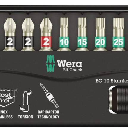 WERA Assortim. d'embouts en acier inoxydable BC 10 Stainless 1 10 pièces ( 4000828393 )