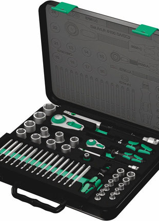 WERA Jeu de clés à douilles 8100 SA/SC 2 Zyklop 43 pièces 1/4 + 1/2 ″ ( 4000820557 )
