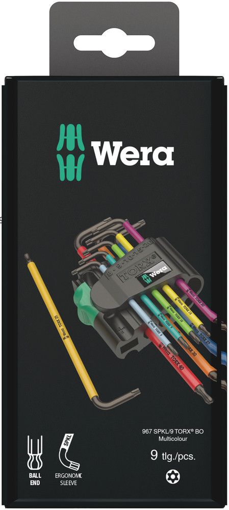 Set di chiavi esagonali a L WERA 967 SPKL 9 pezzi T8 - T40 ( 4000825553 )