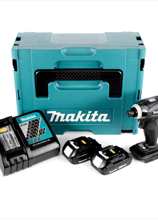 Makita DTD 146 RAJ B Akku Schlagschrauber 18 V 160 Nm 1/4" Schwarz + 2x Akku 2,0 Ah + Ladegerät + Makpac - Toolbrothers