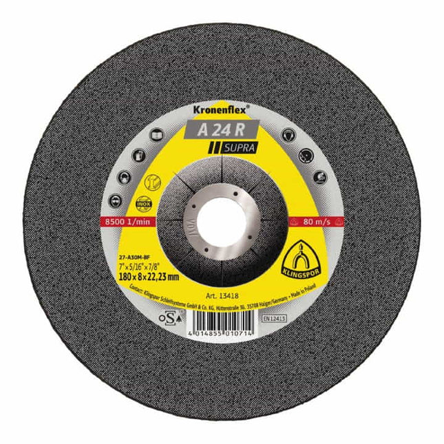 KLINGSPOR Meule à ébarber A 24 R Supra D180xS8 mm ( 4000841088 )