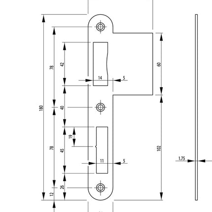 Gâche à languette BKS B 9000 acier inoxydable arrondie ( 3321024013 )