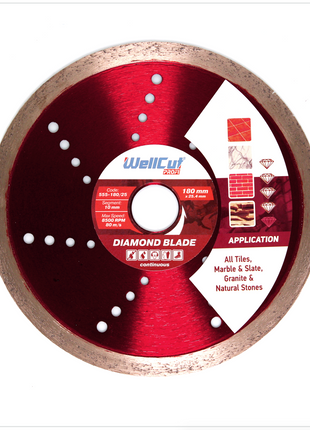 WellCut Diamond Blade Diamant Trennscheibe 180 x 25,4 mm Profi Continuous (555 - 180 / 25) - Toolbrothers