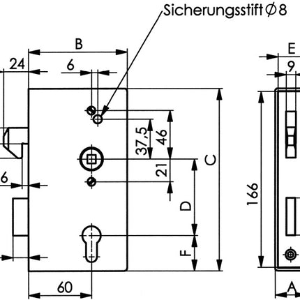 AMF Boîtier de serrure pour porte coulissante 140S DIN gauche / droite ( 3000251258 )
