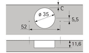 HETTICH Sensys 8657i wide-angle hinge with integrated damping TH 52 ( 8000612679 )