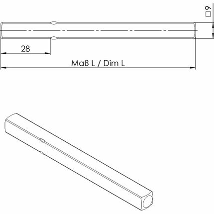 OGRO FS-Drückerstift OGRO 114 PB FS Vierkant 9 x 123 mm ( 3000267158 )