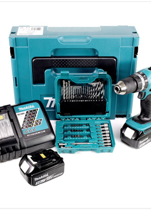 Makita DHP 453 RFJ Akku Schlagbohrschrauber 18V 42Nm im MAKPAC + 2x 3 Ah Akku + Ladegerät + 60 tlg. Bit und Bohrer Set - Toolbrothers