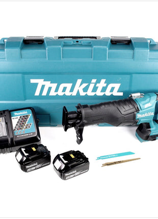 Makita DJR 360 RMK Seghetto diritto 18Vx2 ( 36V ) a batteria in valigetta + 2x Batterie BL 1840 4,0 Ah + Caricabatterie rapido DC 18 RC