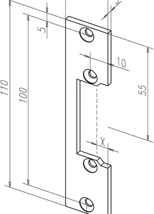 ASSA ABLOY flat striking plate 106 stainless steel matt edged ( 3324034022 )