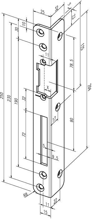 ASSA ABLOY Sicherheits-Winkelschließblech 069 Stärke 3 mm ( 3324034073 )